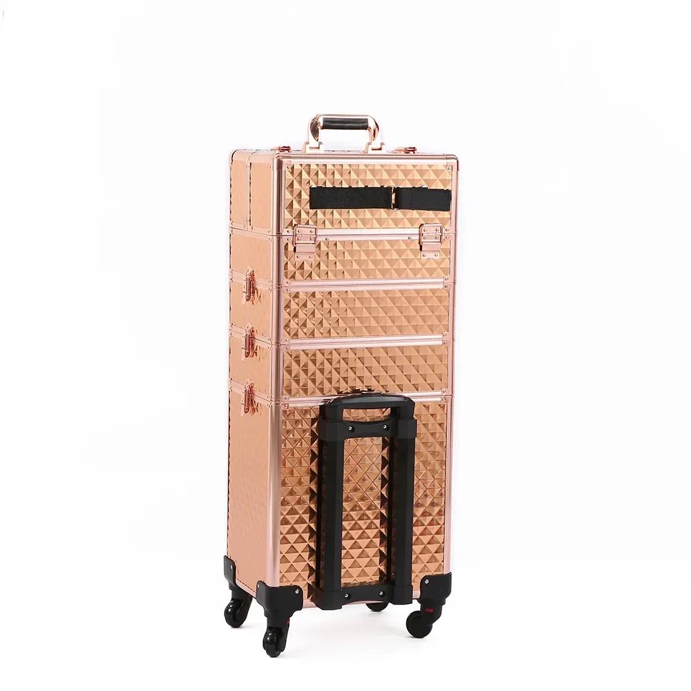 New Large Capacity Trolley Cosmetic Case Rolling Luggage Multi-layer Beauty Tattoo Salons Suitcase Alloy Make Up Organizers Box