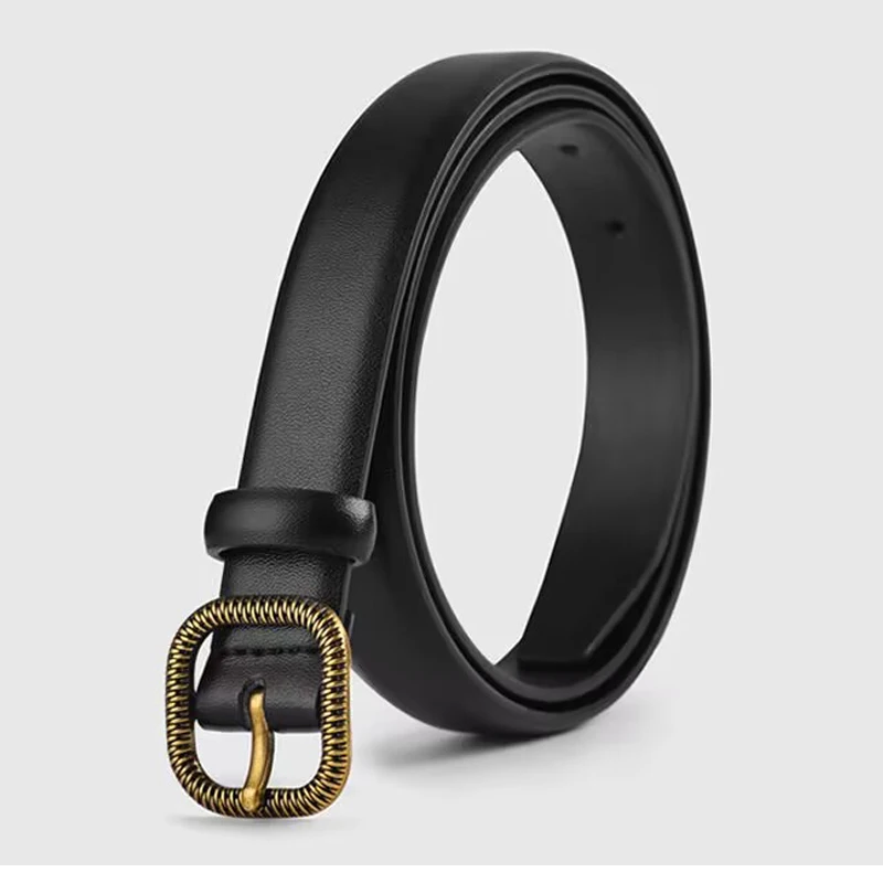 

Fashion Women Genuine Leather Belts High Quality Gold Buckle Best Matching Dress Jeans Belts for Lady
