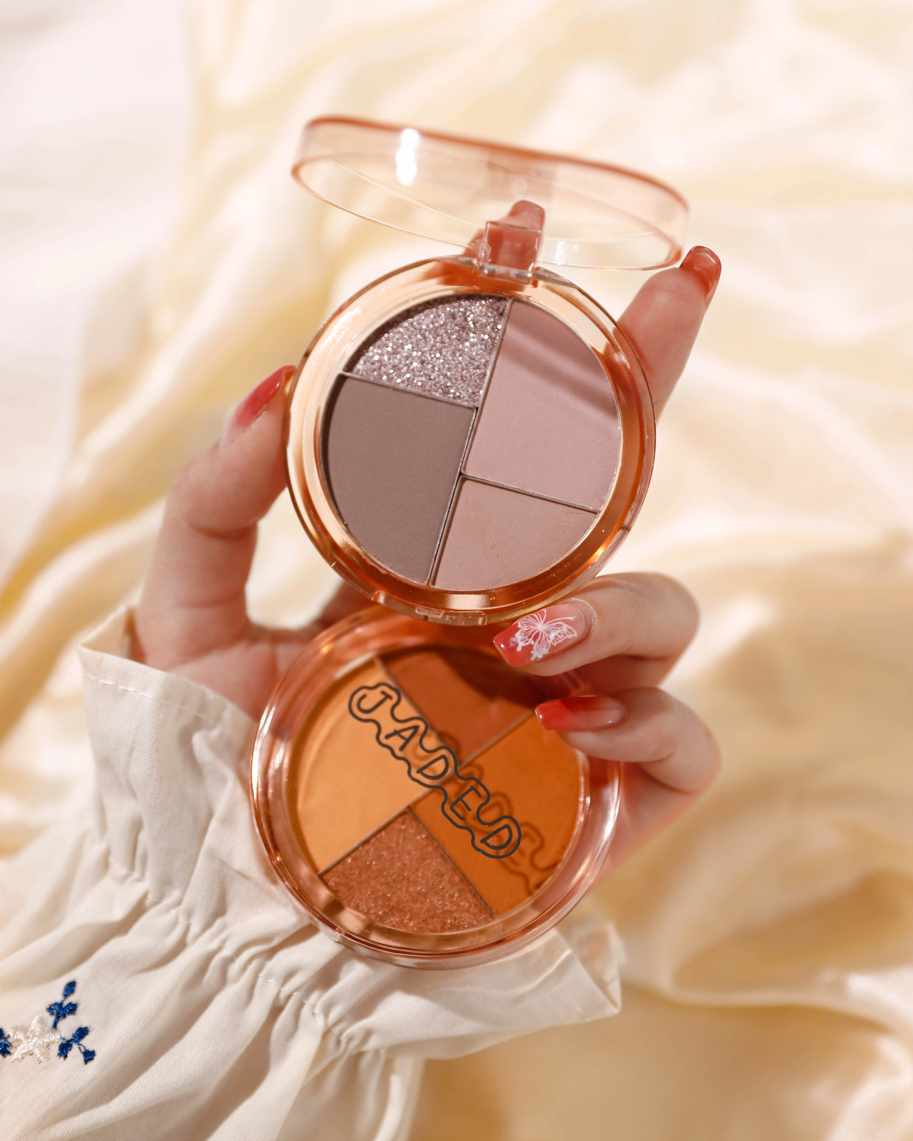 لوحة ظلال عيون مكونة من 4 ألوان، لون القهوة، أرجواني عميق، أنيق مقاوم للعرق، لوحة ظلال عيون خالية من التلك، حجم السفر، ظلال عيون