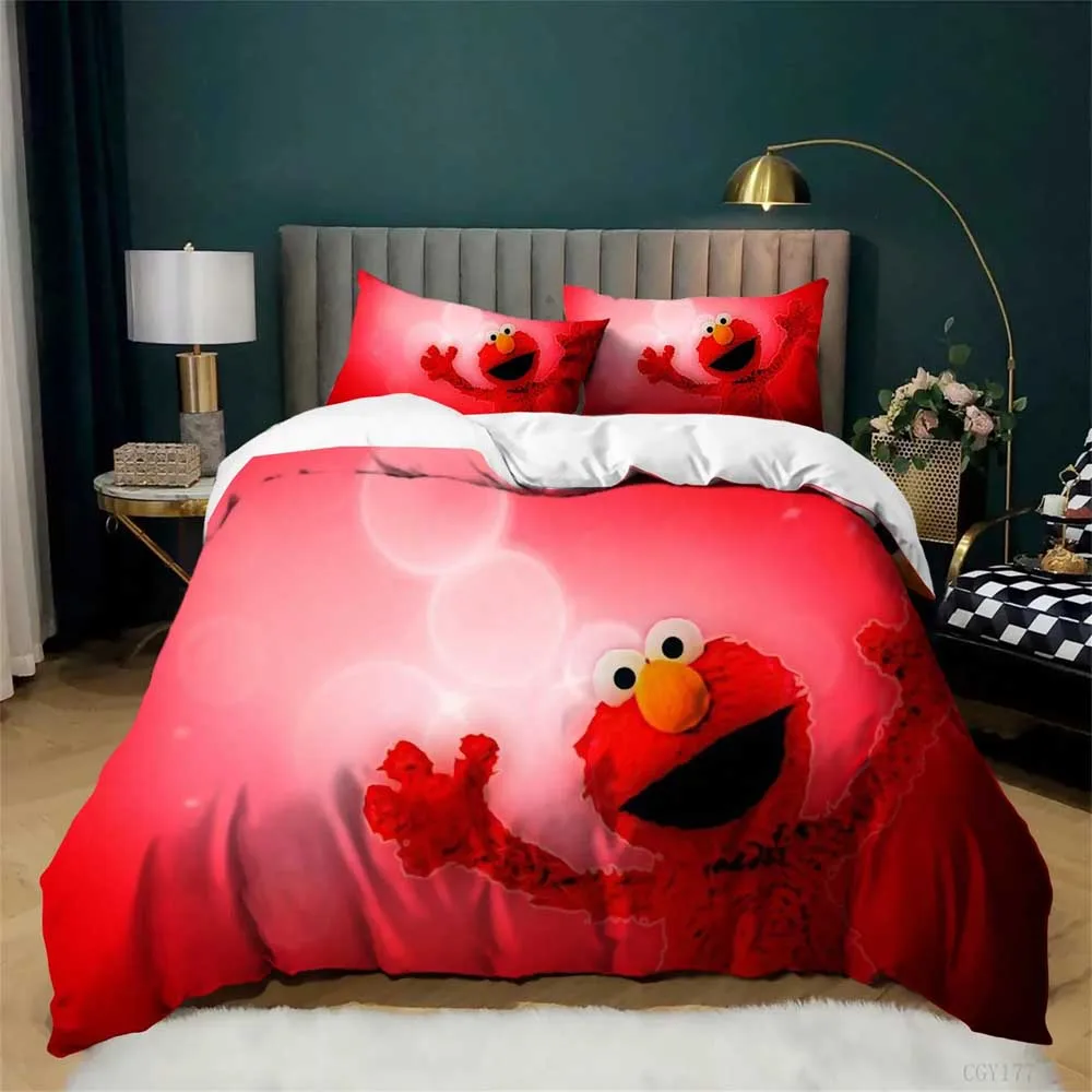Exquisite Cartoon Bedding Set S-Sesame S-Streets Duvet Cover Pillowcase Boy girl Kids Bedroom Gift Single Double Large Size