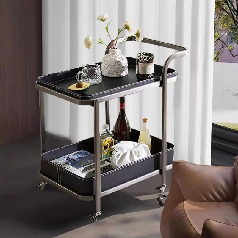 

trolley coffee table living room home corner table bedside table with wheel rack