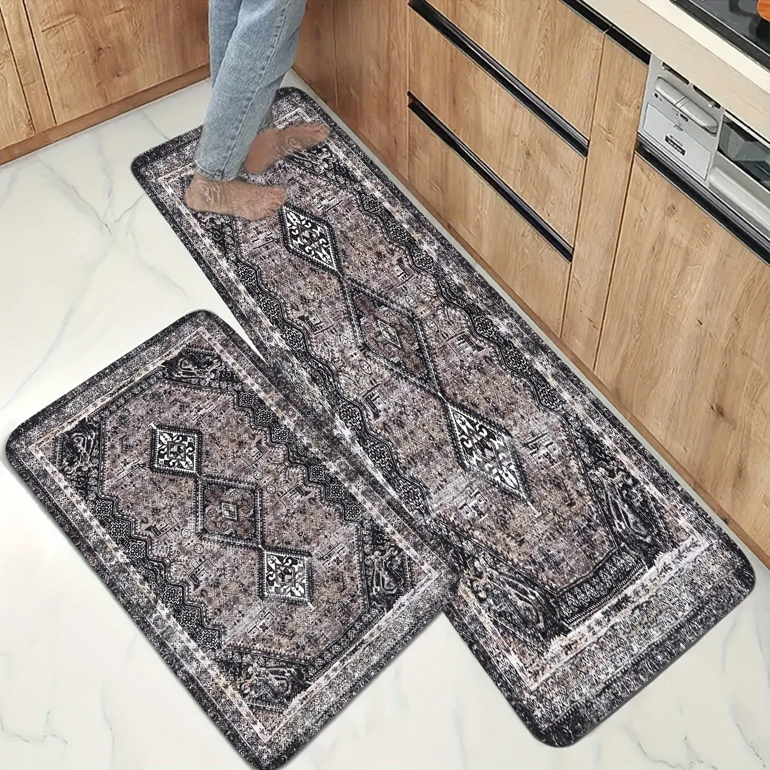 

1PC Bohe sytles Pattern Kitchen Rug Non-Slip Door Mat Pop design Bathroom Rug Bath Mat Carpet for Home Sink Laundry Decoreeree