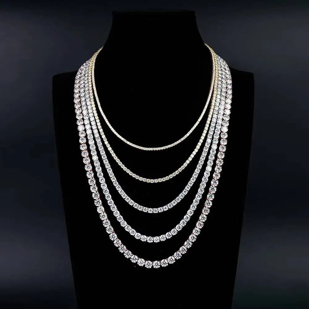 S925 necklace Moissanite Custom Men Women 2-6mm 925 Sterling Silver Ice Out Gra Certified Vvs Diamond Mossanite Moissanite Te