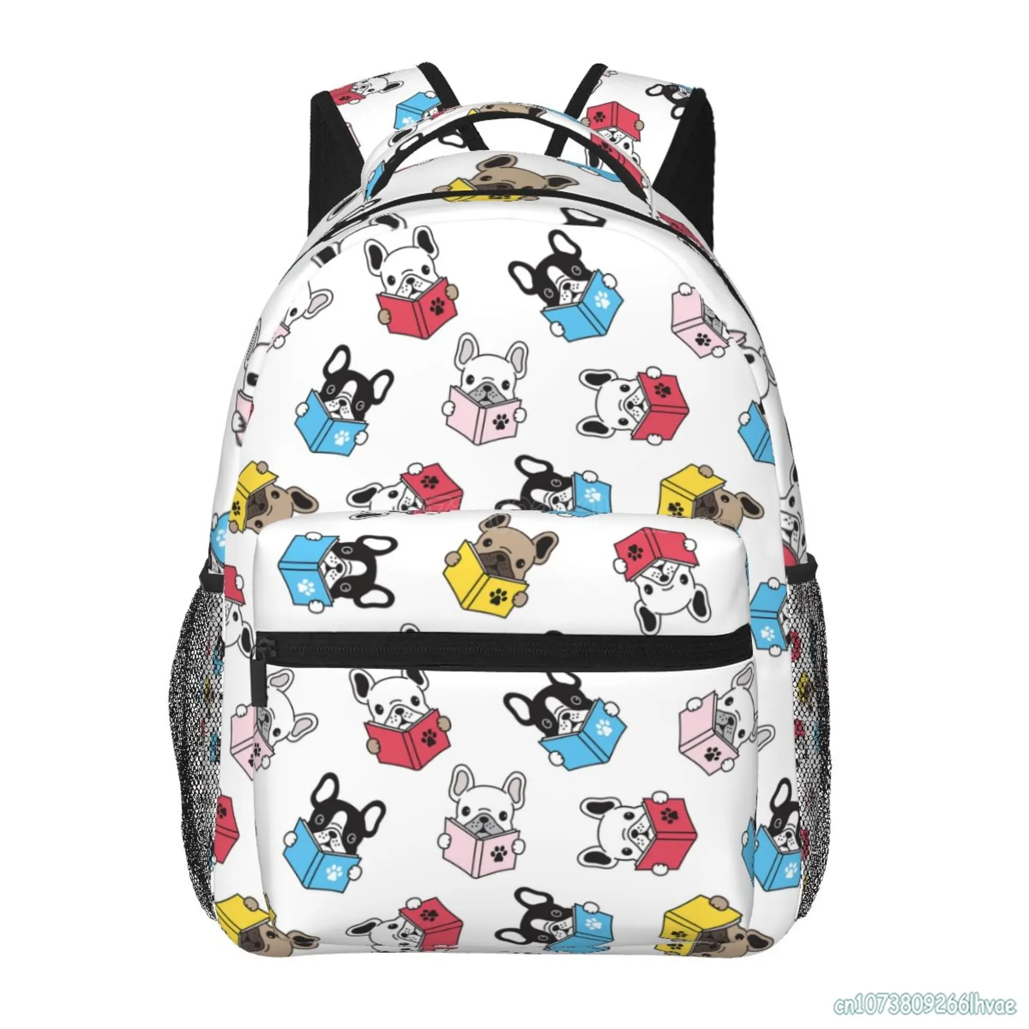 Niedliche französische Bulldogge Hund lesen Buch Muster Schult aschen Mode Reise rucksack Jungen Mädchen Schüler personal isierte Laptop tasche