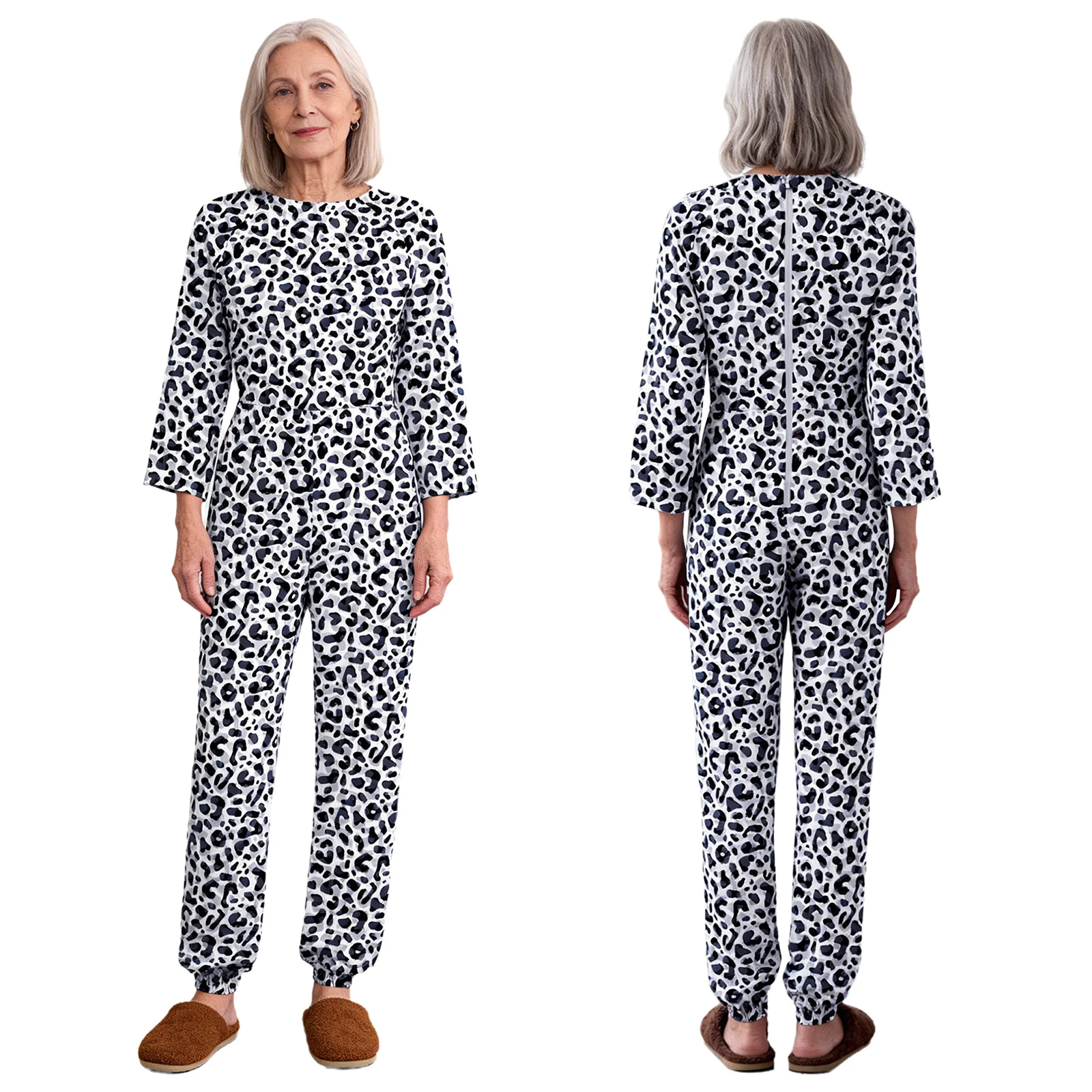 

Dementia Special Needs for Women Elderly Alzheimers Adaptive Rompers Zipper at Back Legs Long Sleeve Anti-strip Full Jumpsuit