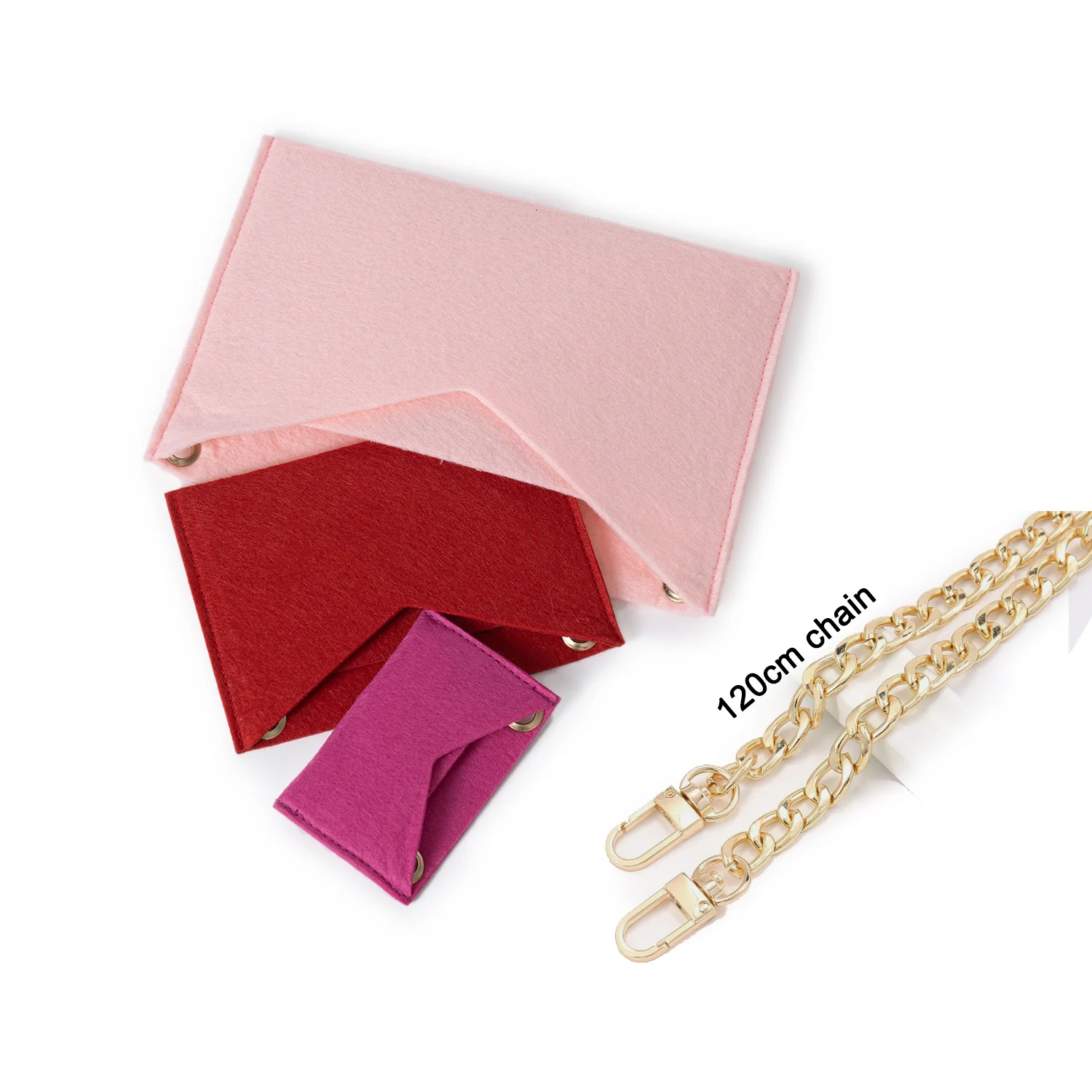 Monogram Pochette Kirigami için dönüşüm kitleri (3 Set), çanta ekle organizatör iç astar, hafif alüminyum zincir 120cm