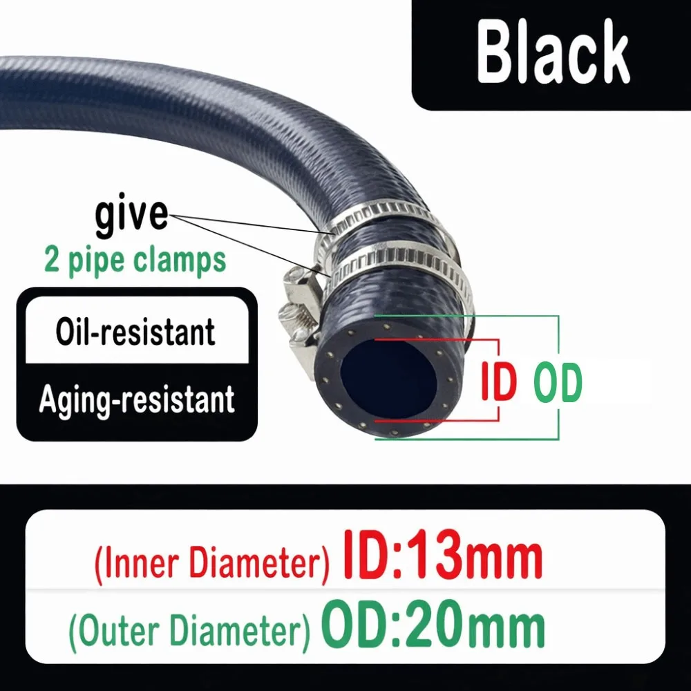 New Multifunctional Car Fuel Hoses ID 4 5 6 8 10 12 14mm with Pipe Clamp Diesel Hose NBR Oil Resistant Hose