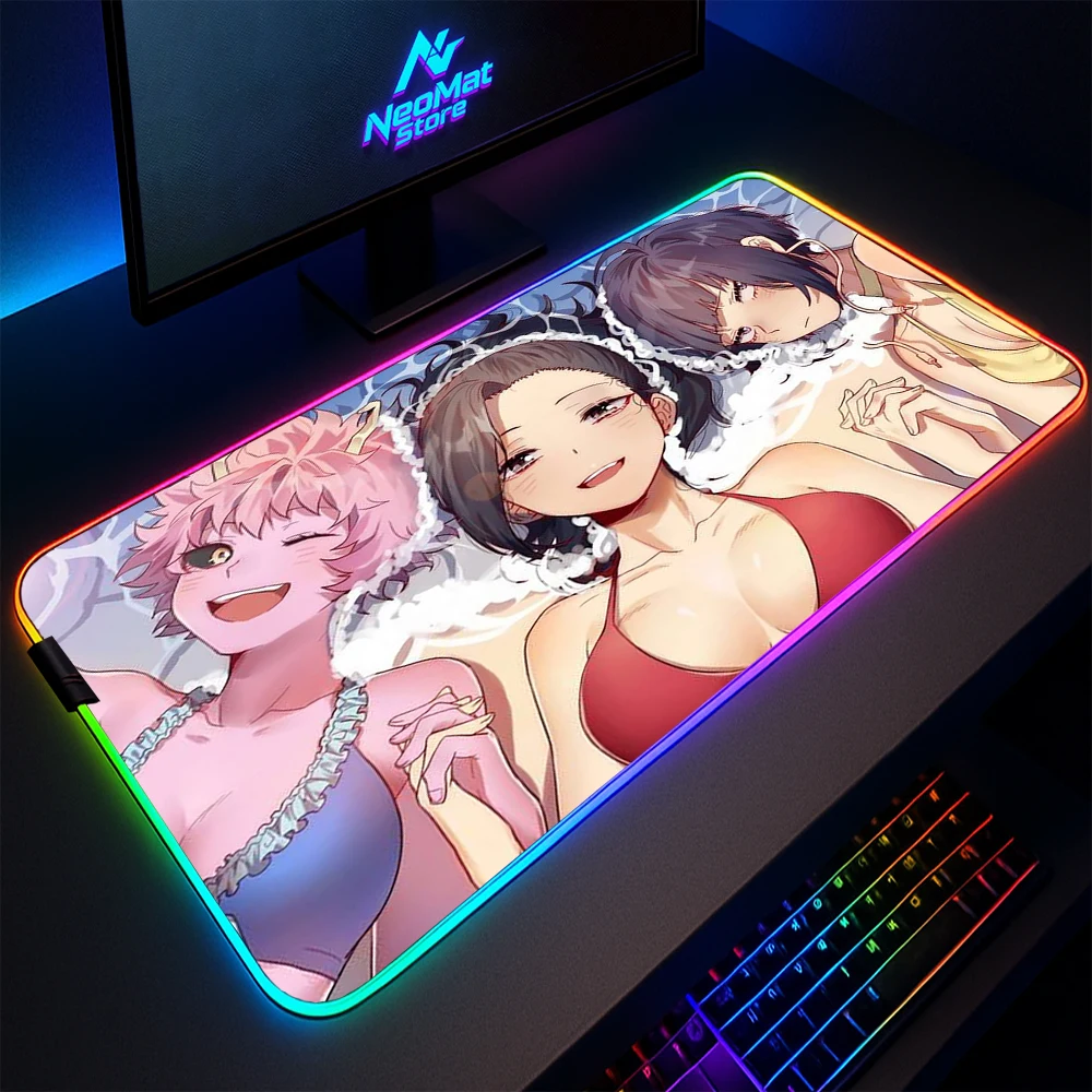 

Glowing Keyboard Mat Table Pads Backlight Large Breasts Mouse Pad Hentai Lighting Mousepad RGB Sexy Anime Gaming Rug Anti-slip