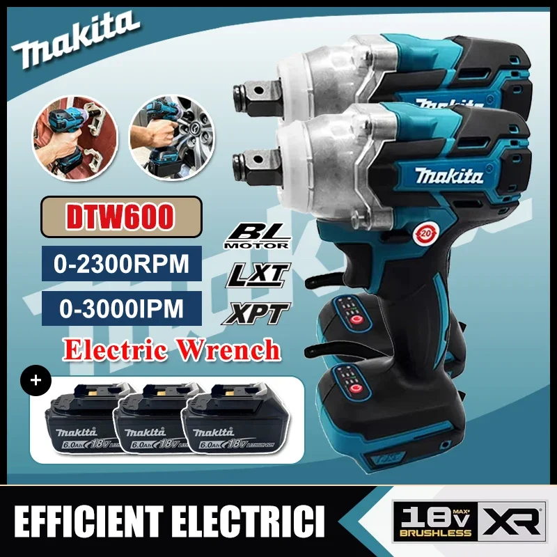 

Аккумуляторный гайковерт Makita DTW600 3100IPM 18В, 1/2 дюйма, бесщеточный, перезаряжаемый, электрический шуруповерт, инструмент для обслуживания автомобилей