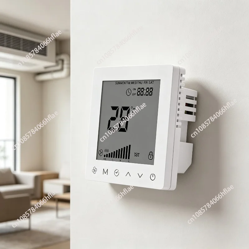 3 Speed Fan Coil Thermostat Controller, RS485 Communication Real Time Temperature Readout & Filter Reminder KF-900S