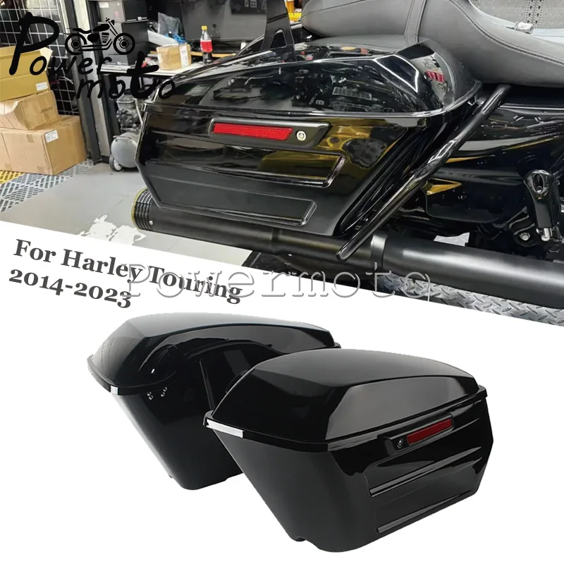 

Motorcycle Black Hard Saddlebag Bags Rear Side Tour Trunk Bag For Harley Touring Street Glide Road Glide Road King 2014-2023