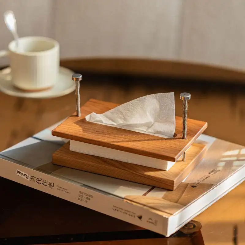

Solid Wood Tissue Box for Living Room with Premium Luxury Original Wood Design Desktop Creative Storage Box As Home Decor