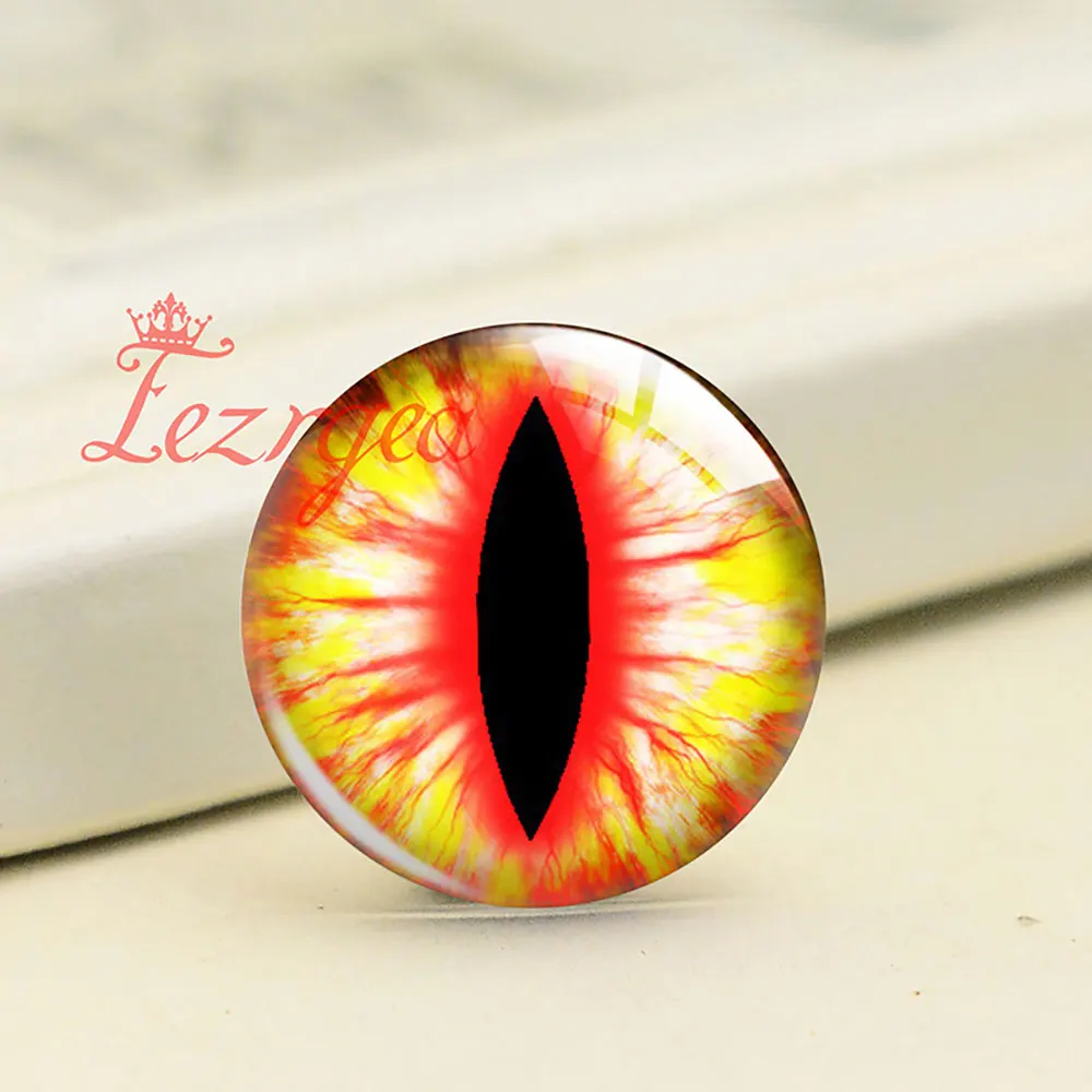 Random Mixed Round Colorful Curved Eyeball Animal Eyes Ragdoll Photo Glass Cabochon Flatback Demo Cameo For Diy Jewelry Making