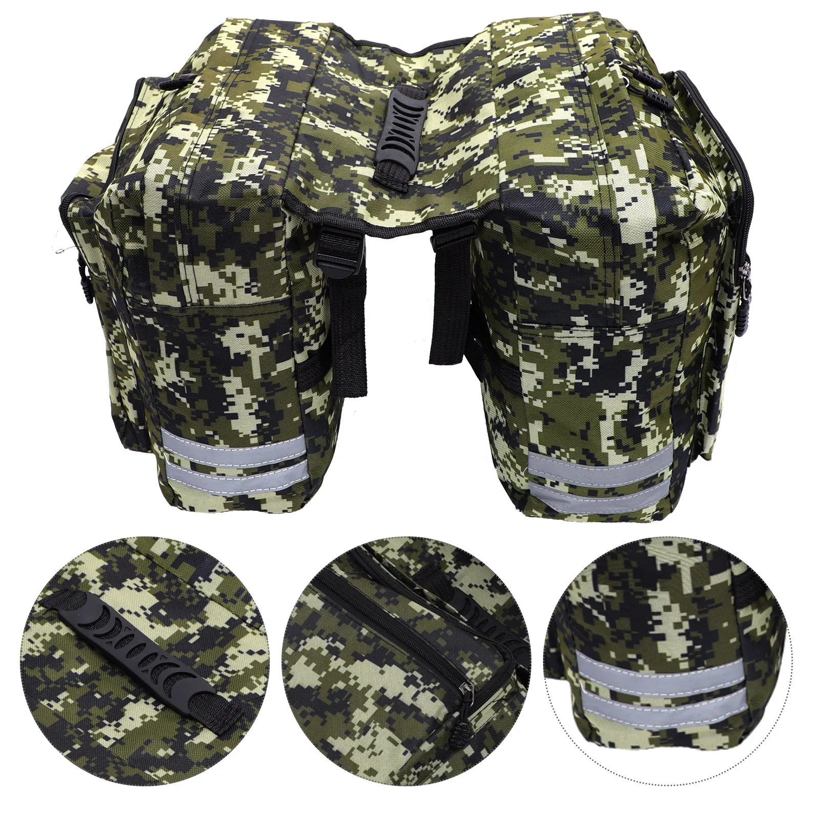 

Waterproof Lightweight Rear Seat Bag Camo Design High Strength Canvas for Mountain Bike Saddle Trunk Storage Green