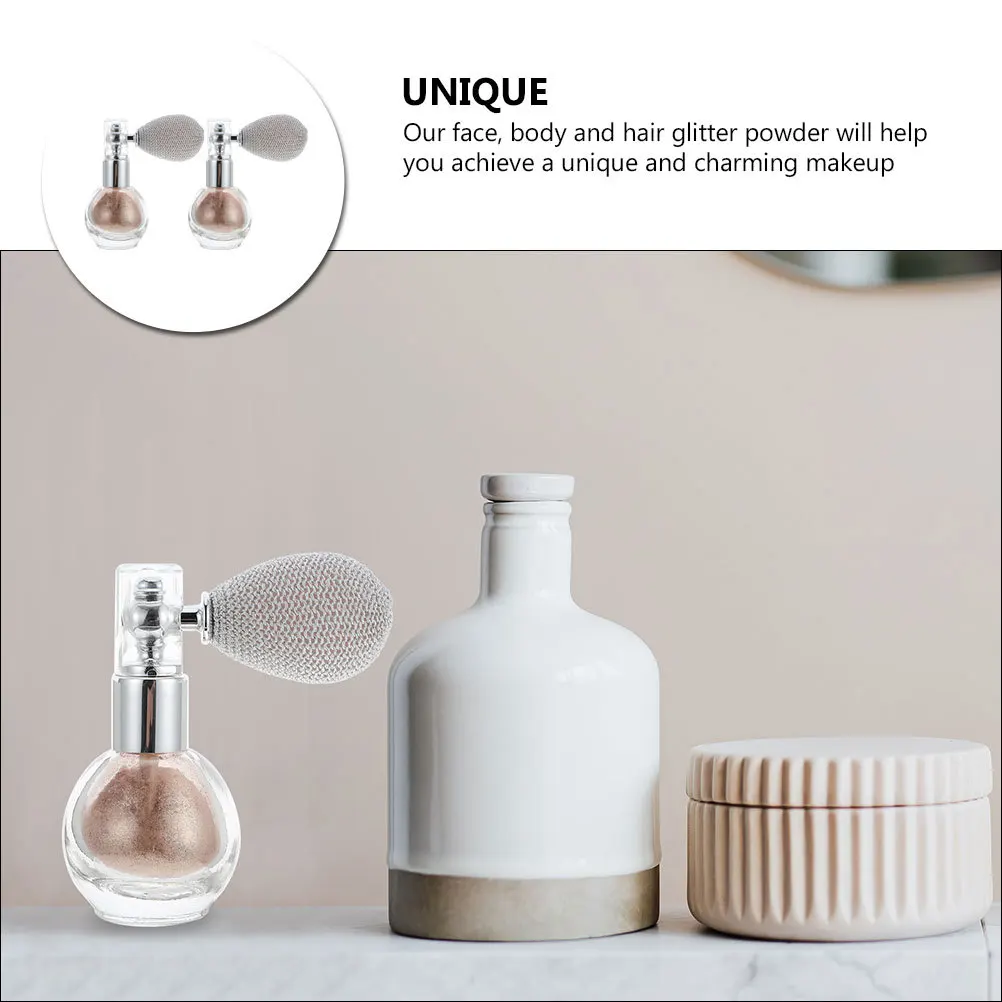 2 stuks hoogtepunt poederfles met glitterspray voor huidhaar glow effect niet-comedogene alle huidtypes glinsterende afwerking