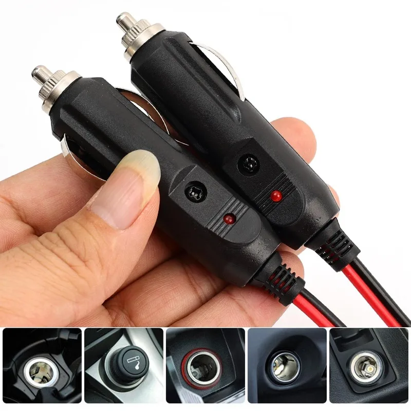 12V-24V Car Electrical Cigarette Lighter Plug Charger Adapter Car Cigarette Lighter Plug Male Head with Indicator Light 1-4pcs