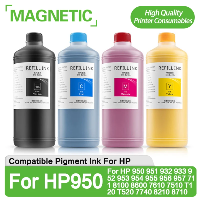 

1000ML Pigment Ink Refill Ink For HP 950 951 932 933 952 953 954 955 956 957 711 8100 8600 7610 7510 T120 T520 7740 8210 8710