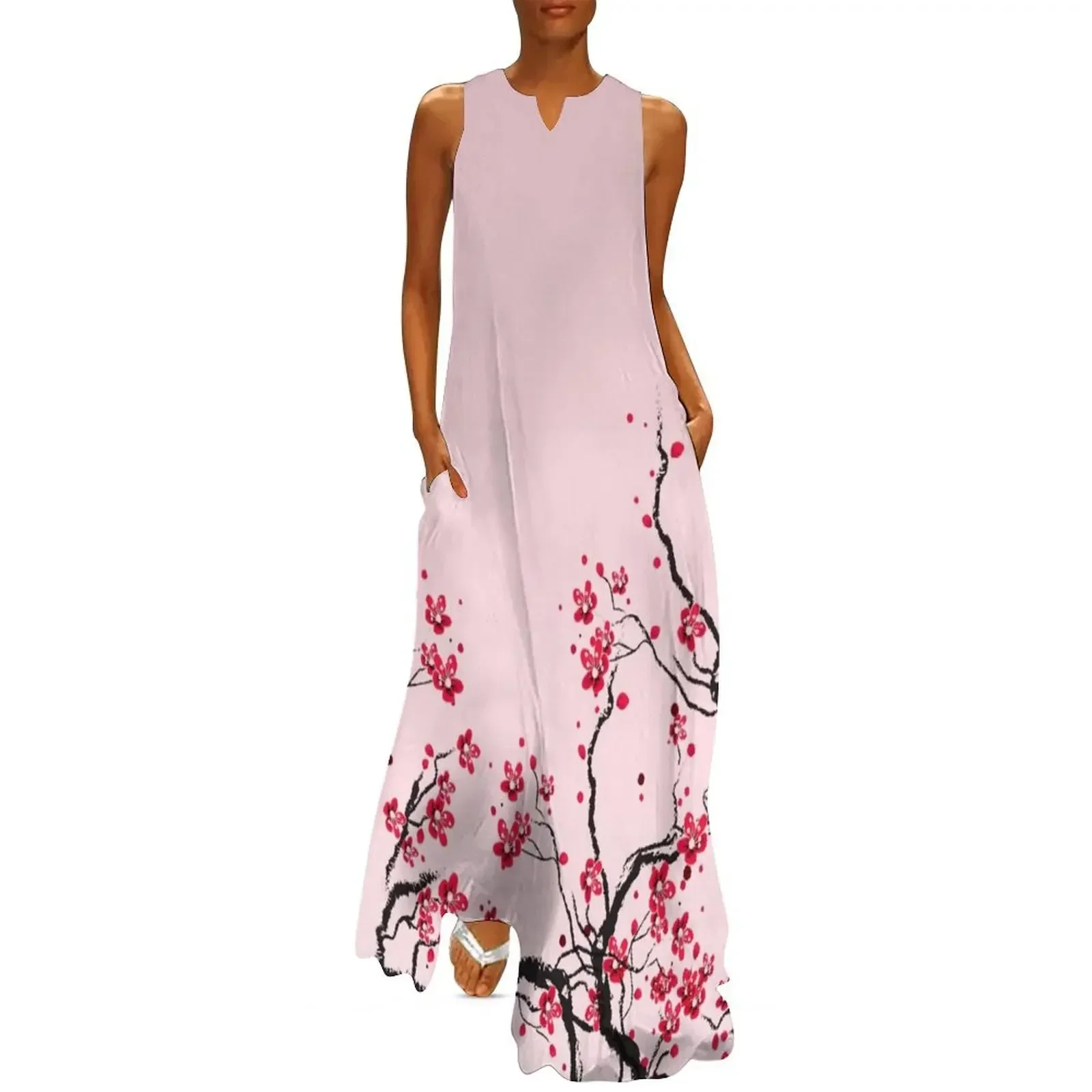 

Cherry Blossom Long Dress Beachwear women formal occasion dresses festival outfit women cute dress Dress
