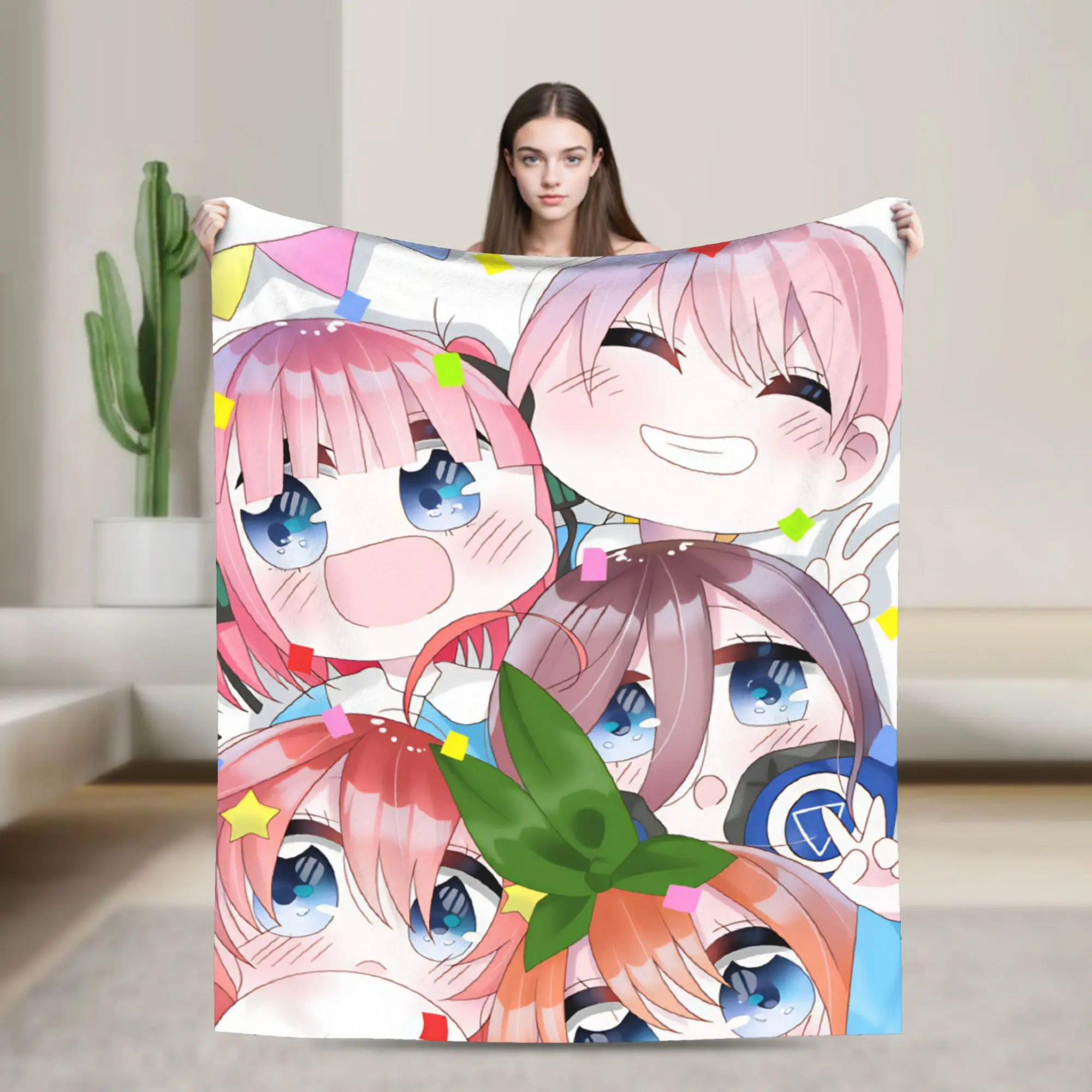 Super Soft BlanketGirls Boys Travel The Q-Quintessential Q-Quintuplets  Throw Blanket  Flannel Bedspread Novelty Sofa