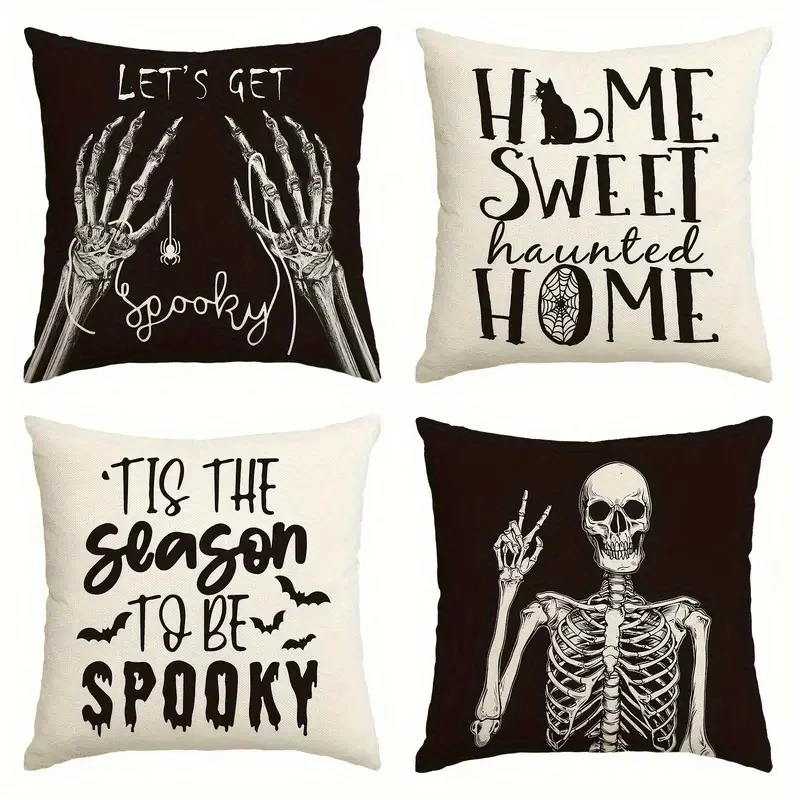 

4pc, 【Halloween Theme Throw Cushion Covers】, single-sided printing, 2D printed throw cushion covers,machine washable