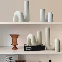 Nordic Geometric Bending Element Vase Flower Arrangement Container for Desktop Living Bedroom Home Decoration Ornament Gift