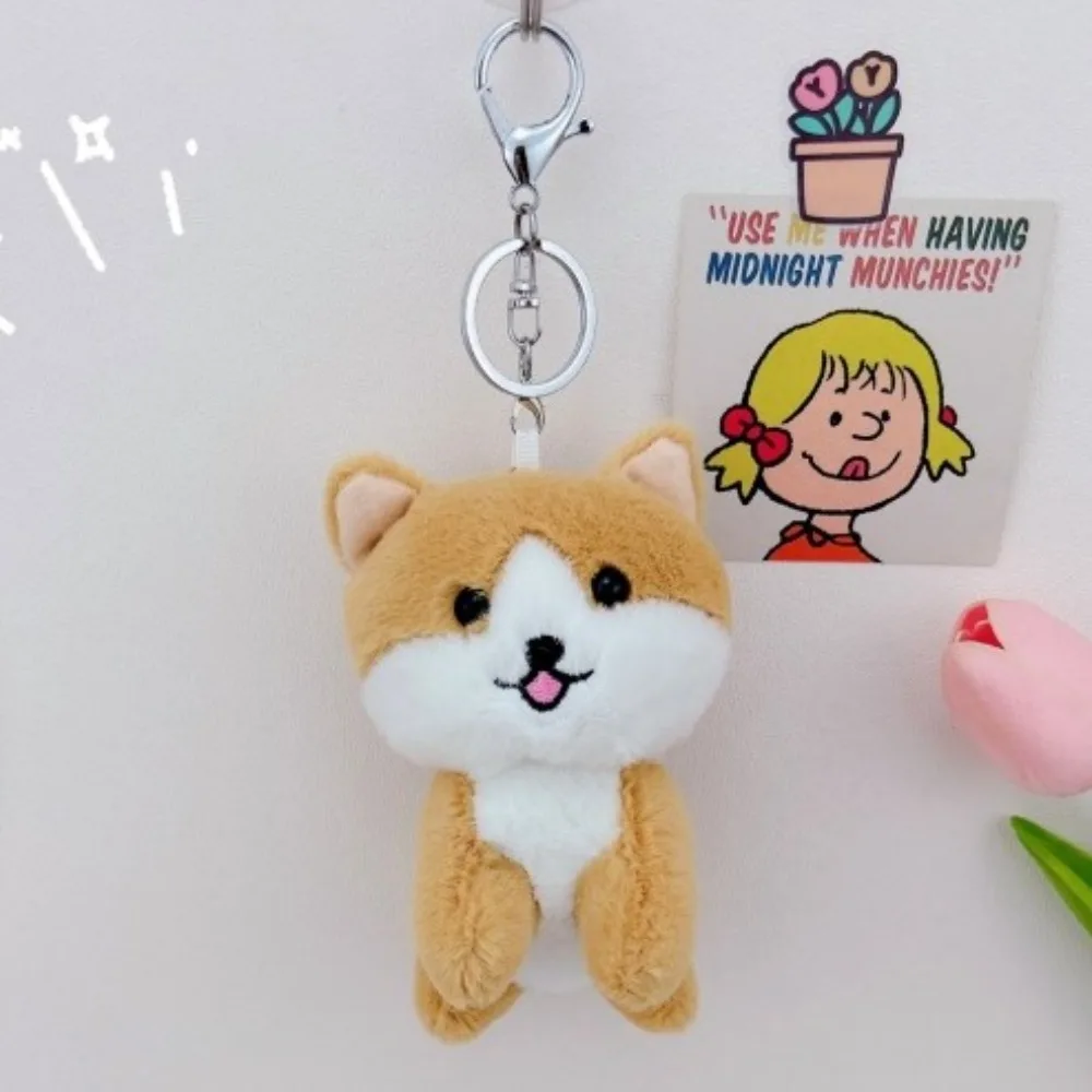 Lovely Fluffy Akita Dog Keychain Soft Plushy Plush Stuffed Doll Pendant Cartoon Comfy Animal Key Ring Birthday Gift