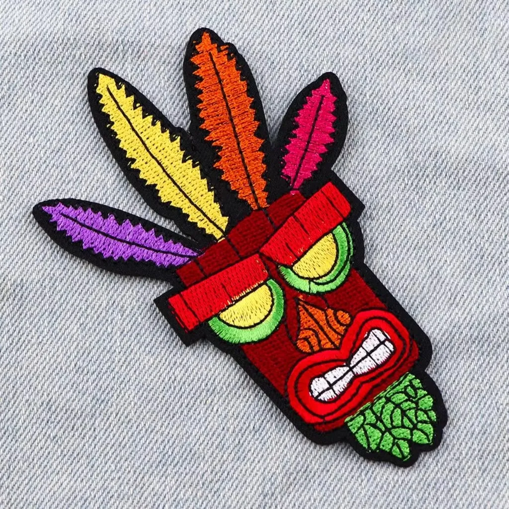 Funny Wolf Cool Embroidered Patches On Backpack Video Game Clothing Stickers Cartoon Anime Iron On Patches For Clothes Stripes