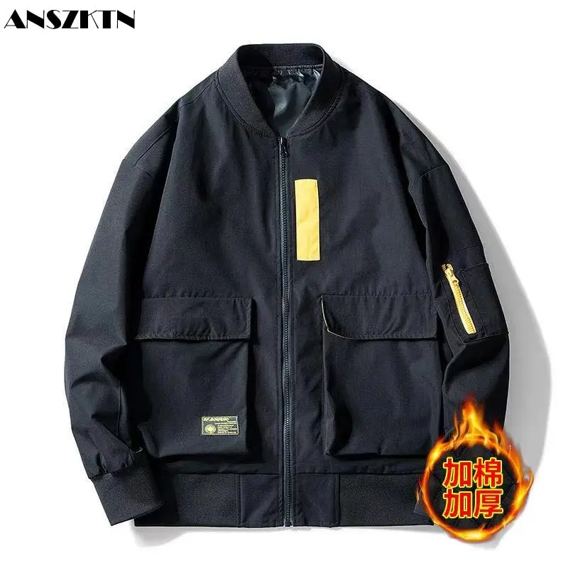 

ANSZKTN Men's thin cotton three-dimensional bag baseball jacket long-term supply can print baseball collar jacket