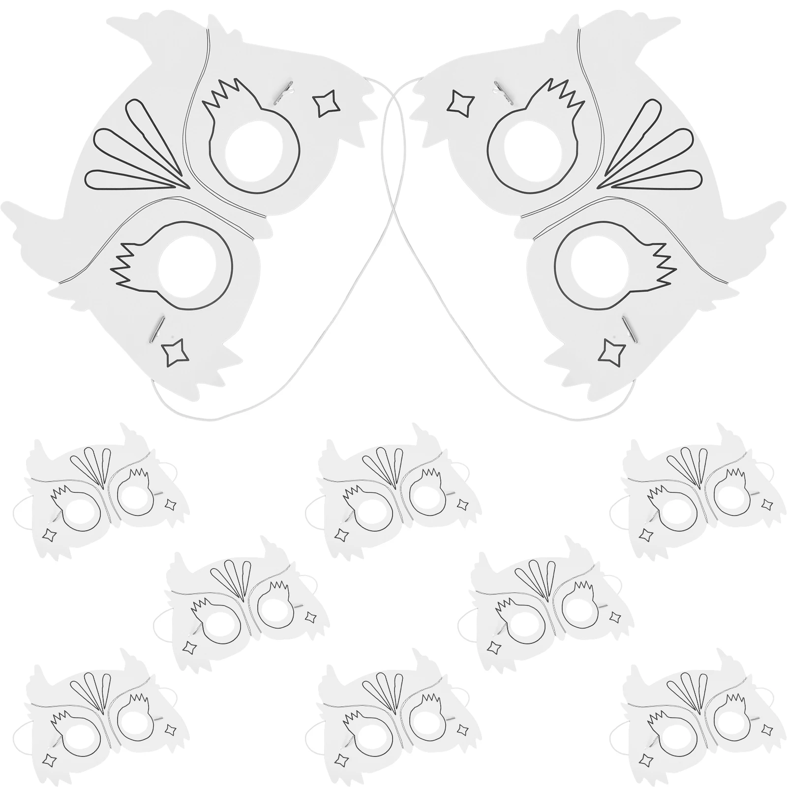 10pcs 낙서 마스크 올빼미 모양의 DIY 어린이 안전 재료 가족 활동 할로윈 눈 카니발 종이 빈