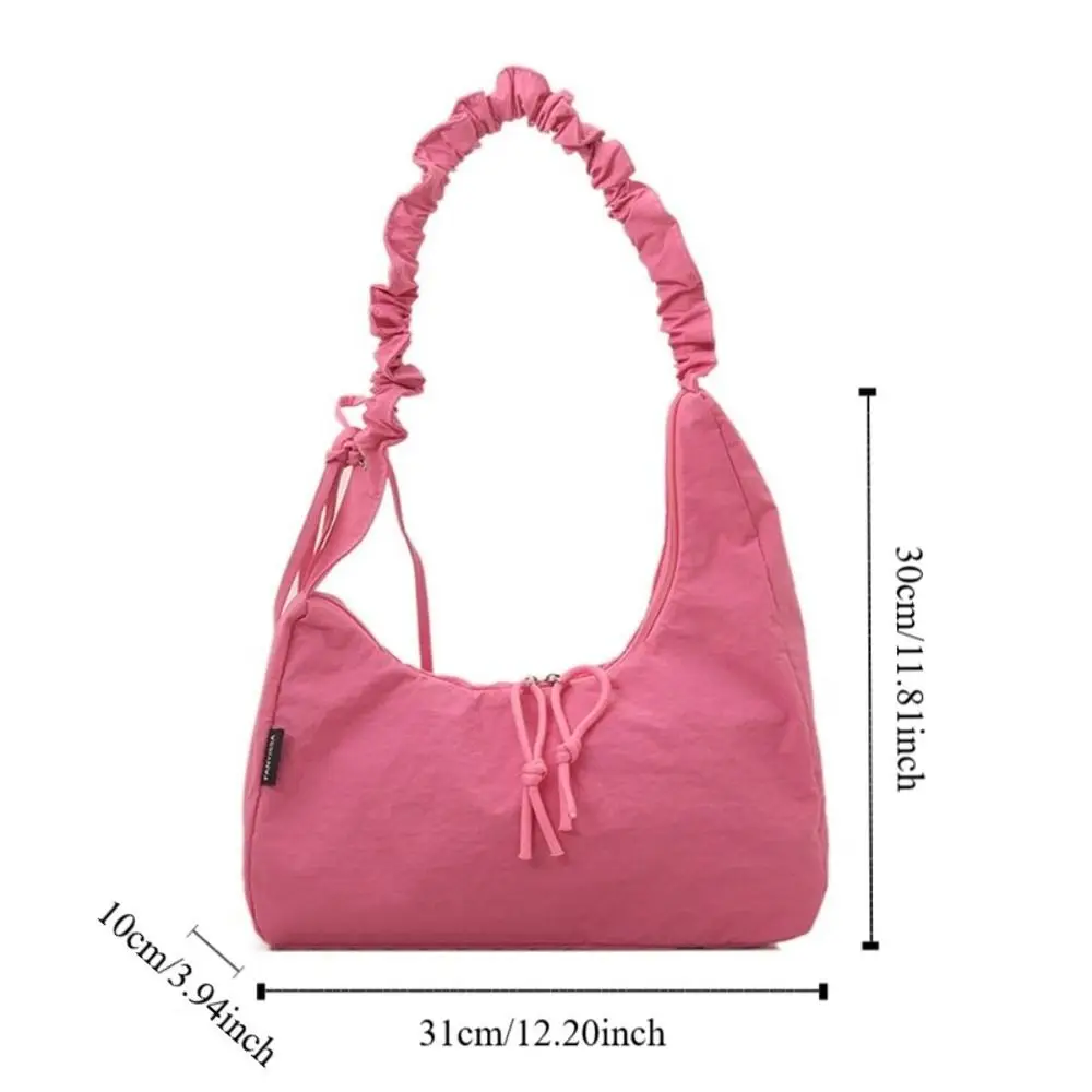 Elegante borsa per gnocchi pieghettata leggera Borsa versatile con coulisse di grande capacità Borsa a tracolla da donna in nylon tinta unita per ragazze
