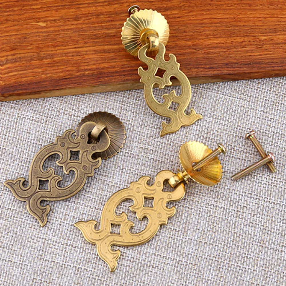 1-6Pcs Furniture Single Hole Handle Copper Accessories 2.5CM 3CM Brass Handle Antique Style Drawer Wardrobe Door Handle