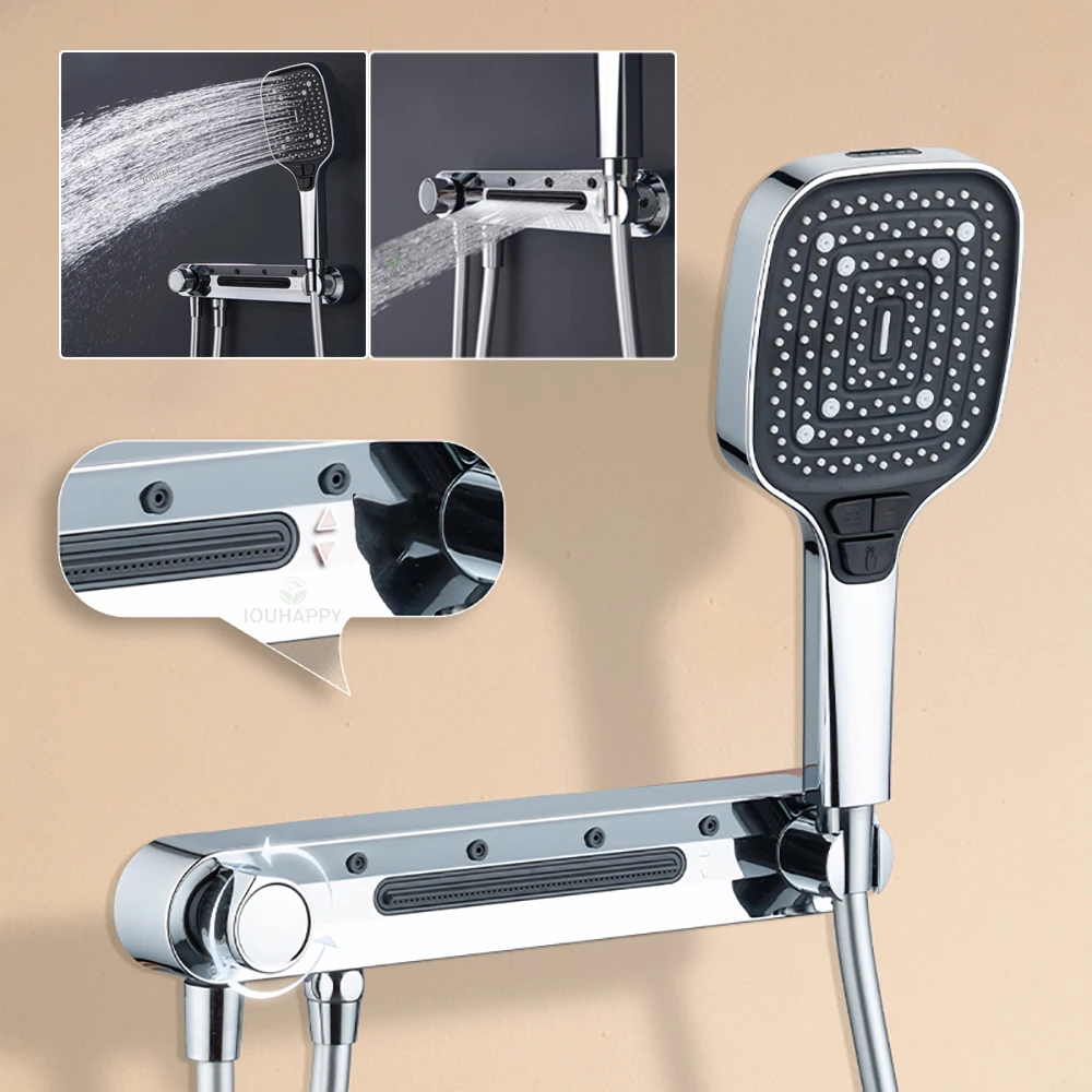 High Pressure Shower Head Set Wall Sticky Showerhead 3 Modes Adjustable Large Flow Rainfall Shower for Bathroom Accessories