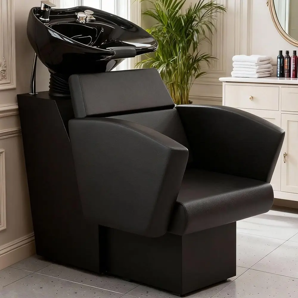 

Professional Hair Washing Station with Deep Porcelain Sink for Salon and Home Use