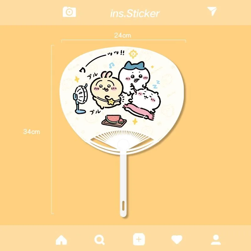 

Вентилятор-веер Chiikawa Summer Cartoon Fan Big Cattail Fan, милый креативный ручной вентилятор, крутой портативный вентилятор с утолщенными ребрами, серия Hachiware