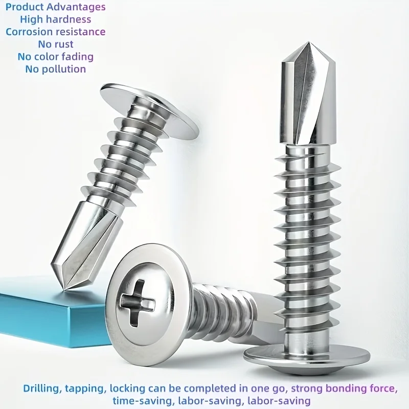 30/110/310 pièces de vis Tek autotaraudeuses en acier inoxydable 410, vis métalliques, adaptées à diverses connexions et attaches métalliques