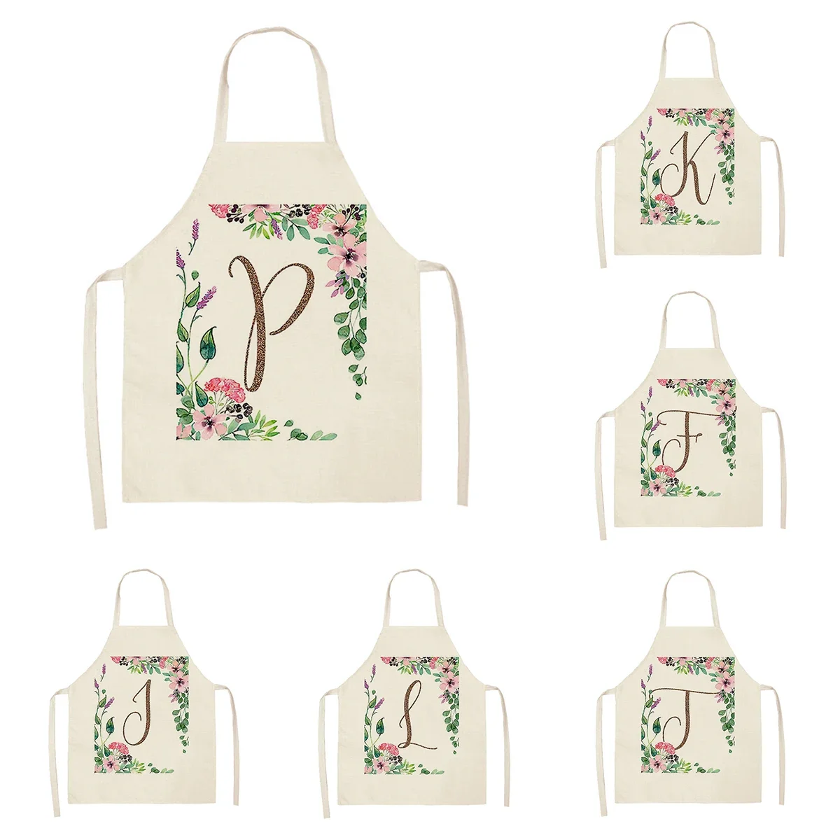 Home wreath Letter Pattern Apron Women Men child Linen Stain Resistant Apron Cooking Household Cleaning Tool Kitchen Utensils