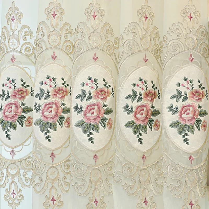 Simple European Embroidered Window Screens Curtains for Living Room Bedroom Balcony Study Luxurious Elegant Embroidered