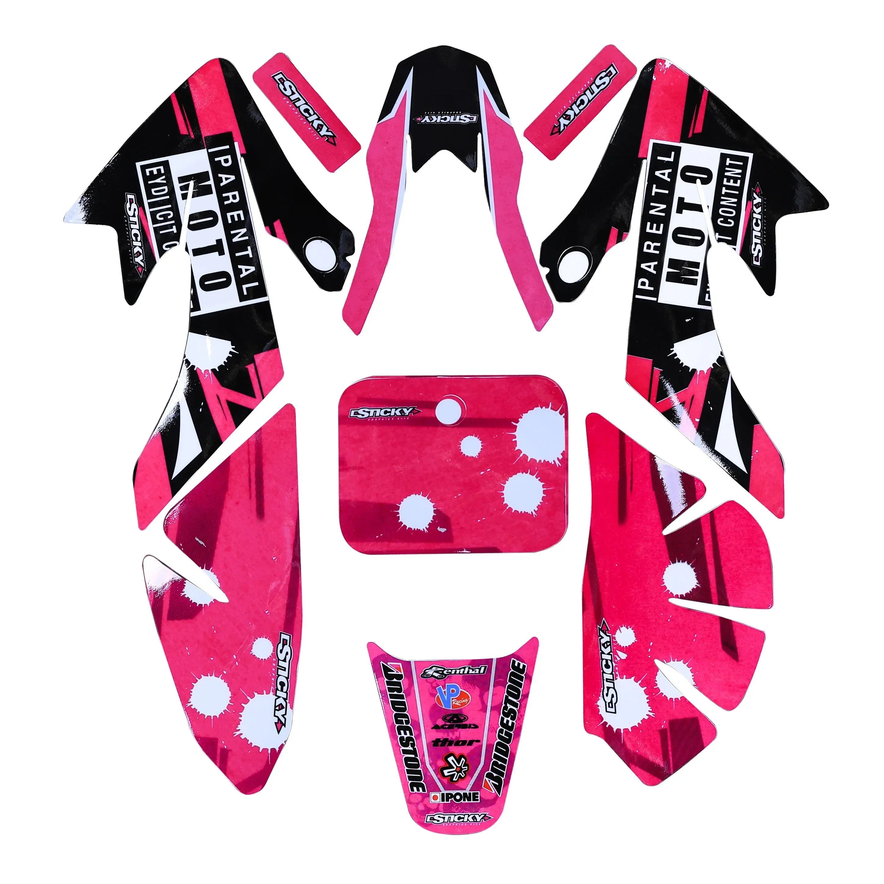 Motorcycle  Pink Sticker Graphic Kit+ White Plastics Fender Fairing Kit for CRF50 XR50 70cc 90 110cc PIT BIKE Coolster