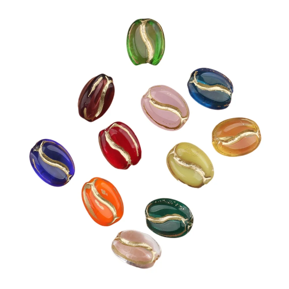 10pcs/lot 11*8MM Czech Glaze Oval Retro Translucent Coffee Bean Beads Pendant Charms for Bracelet Jewelry Diy Accessories