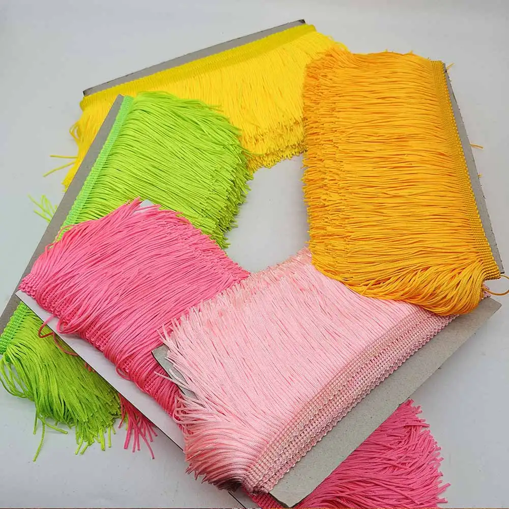 Wholesale 10 Yards  10cm Width Fringe Trim Lace Polyerter Fibre Tassel Clothes Accessories Latin Wedding Dress Tassel Ribbon Diy