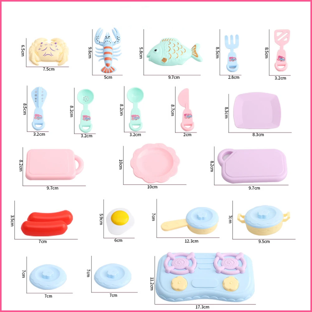 

20 pcs Mini Cutlery Set Toy Dishes Kids Cooking Playthings Seafood Simulation Plastic Tableware Pretend Kitchen Toys