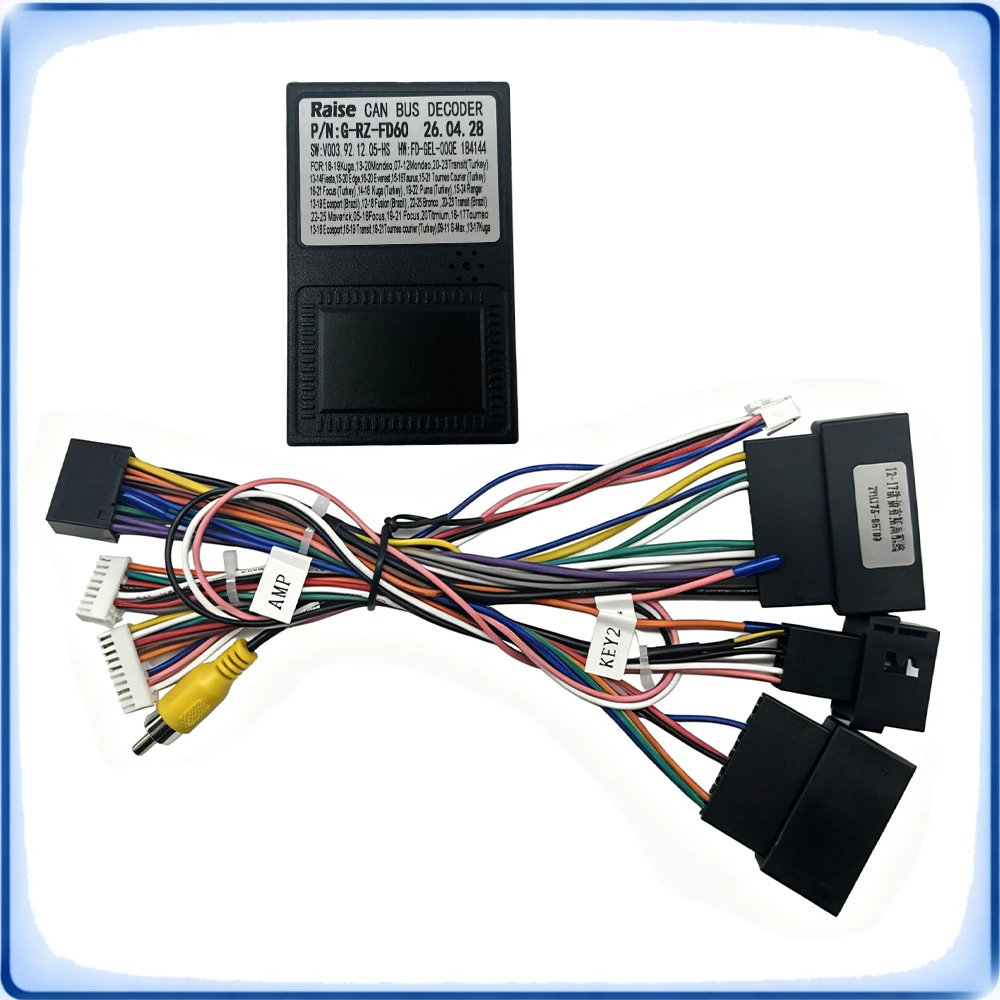 24Pin to 16Pin Car Radio Wiring Harness with CANBUS Decoder G-RZ-FD60 for Ford Focus 2012 Everest Android Head Unit