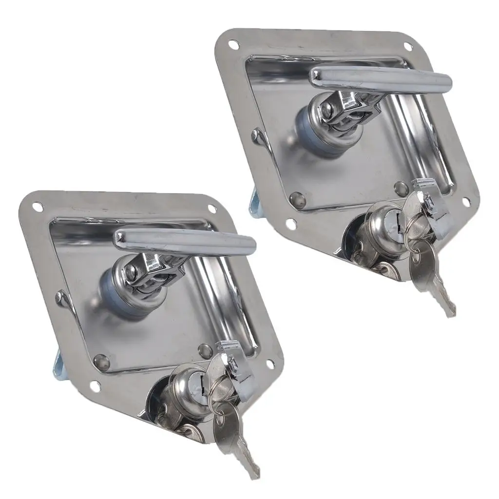 

2 Set Stainless Steel Recessed Stainless Folding T Lock / Handle Trailer