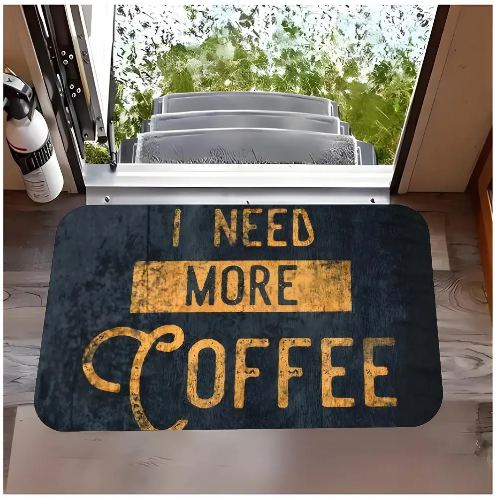 Pattern Warm C-Coffee Element Floor Mat Non Slip Washable Flannel Doormat Water Absorbent Indoor Floor Carpet Rug