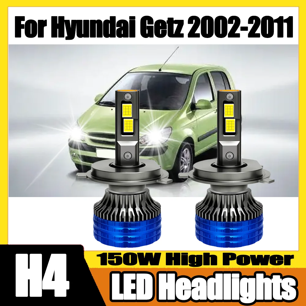

2X 20000LM 150W H4 светодиодные фары фары 6000K лампы с двойной медной трубкой турбовентилятор авто фары для Hyundai Getz 2002-2011