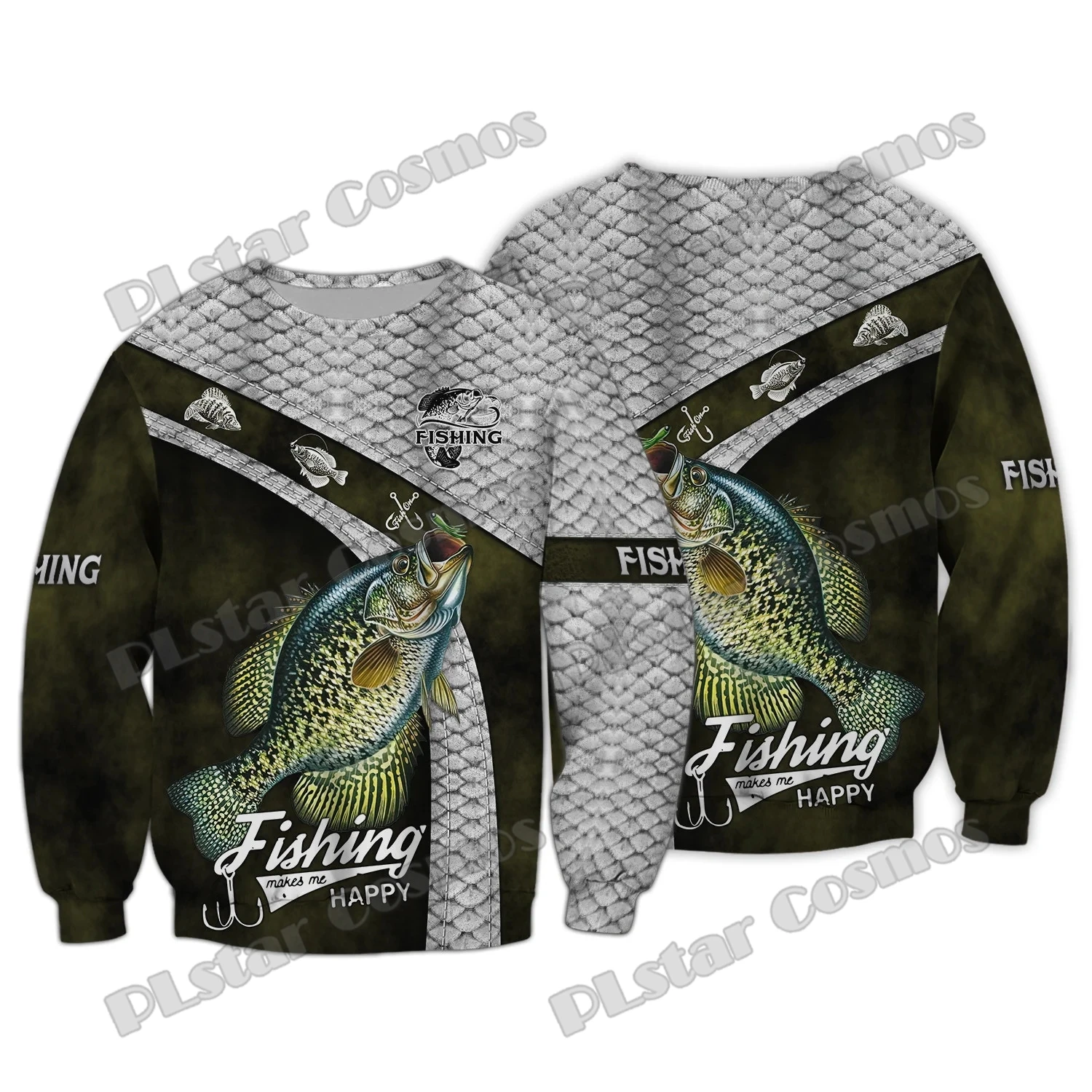 PLstar Cosmos Crappie Fishing 3D All Over Printed Fashion Men's Hoodie & Sweatshirt Autumn Unisex Casual zipper Hoodie QDY36