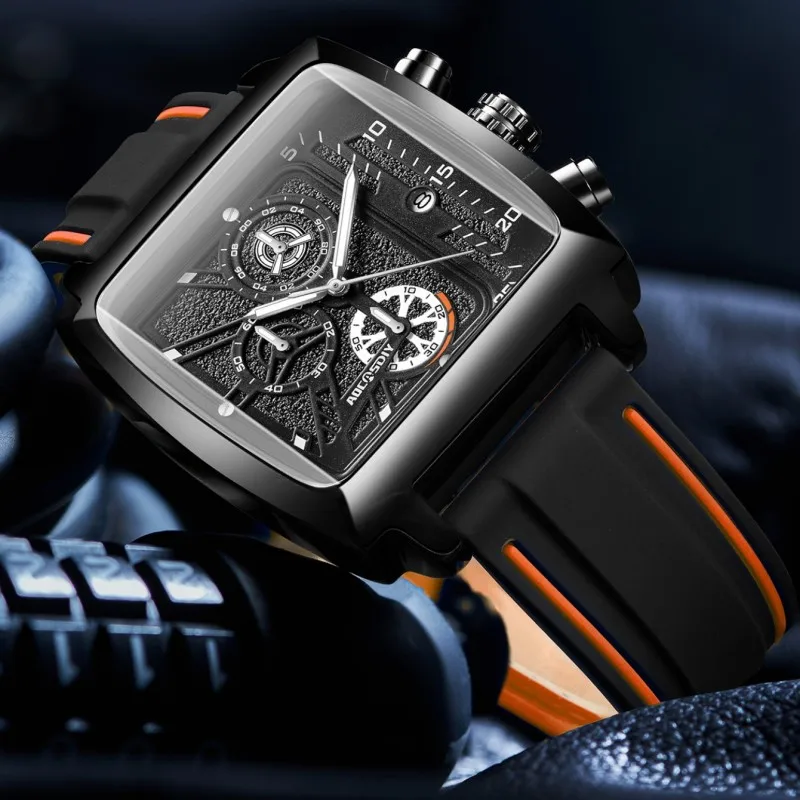 Fashion New Business Top Wristwatch Luxury Brand Men\'s Waterproof luminous Multifunctional Calendar sports timing watch For Man