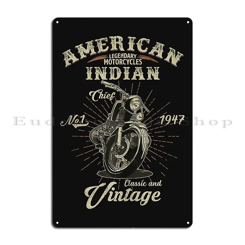 Vintage American Motorcycle Indian For Old Biker Metal Sign Painting Club Club Bar Print Pub Mural Tin Sign Poster