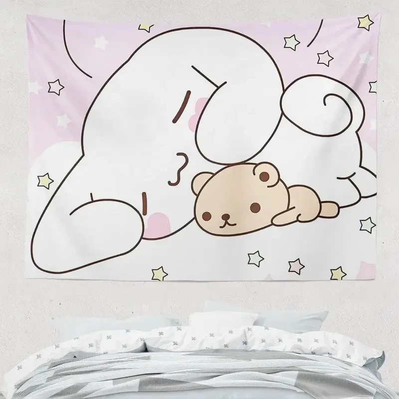 Sanrios Cinnamoroll Simpatico cartone animato Arazzo per bambini Ragazza Regalo Stampato in 3D Decorazione della stanza Appeso a parete Tappeti da