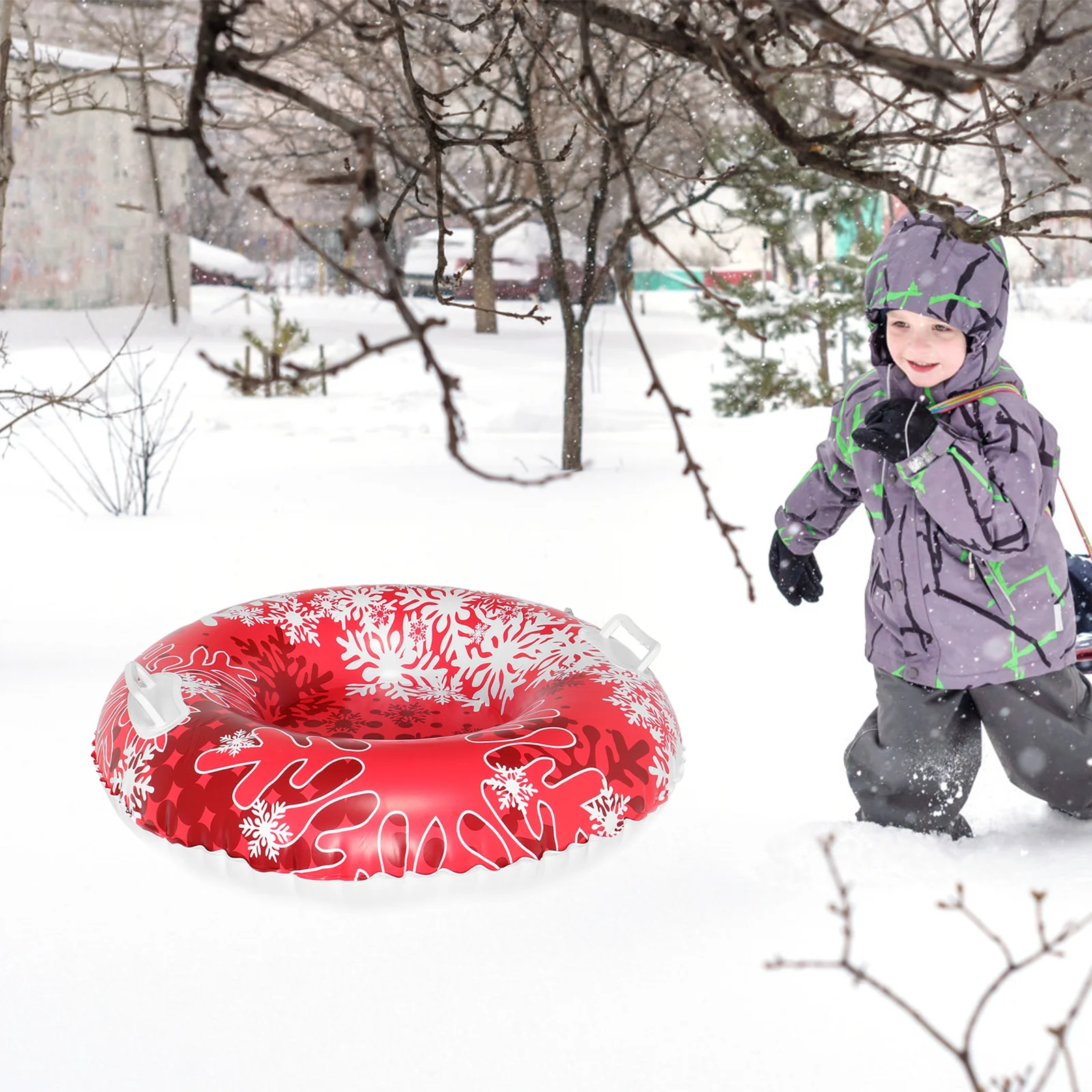 Tubos infláveis de neve para esqui, redondo, pvc, trenó esportivo infantil, seguro, confortável, portátil, diversão ao ar livre, tubo deslizante